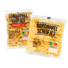 Aardappelpartjes paprika ui, aardappelpartjes Toscaanse stijl of aardappelschijfjes naturel